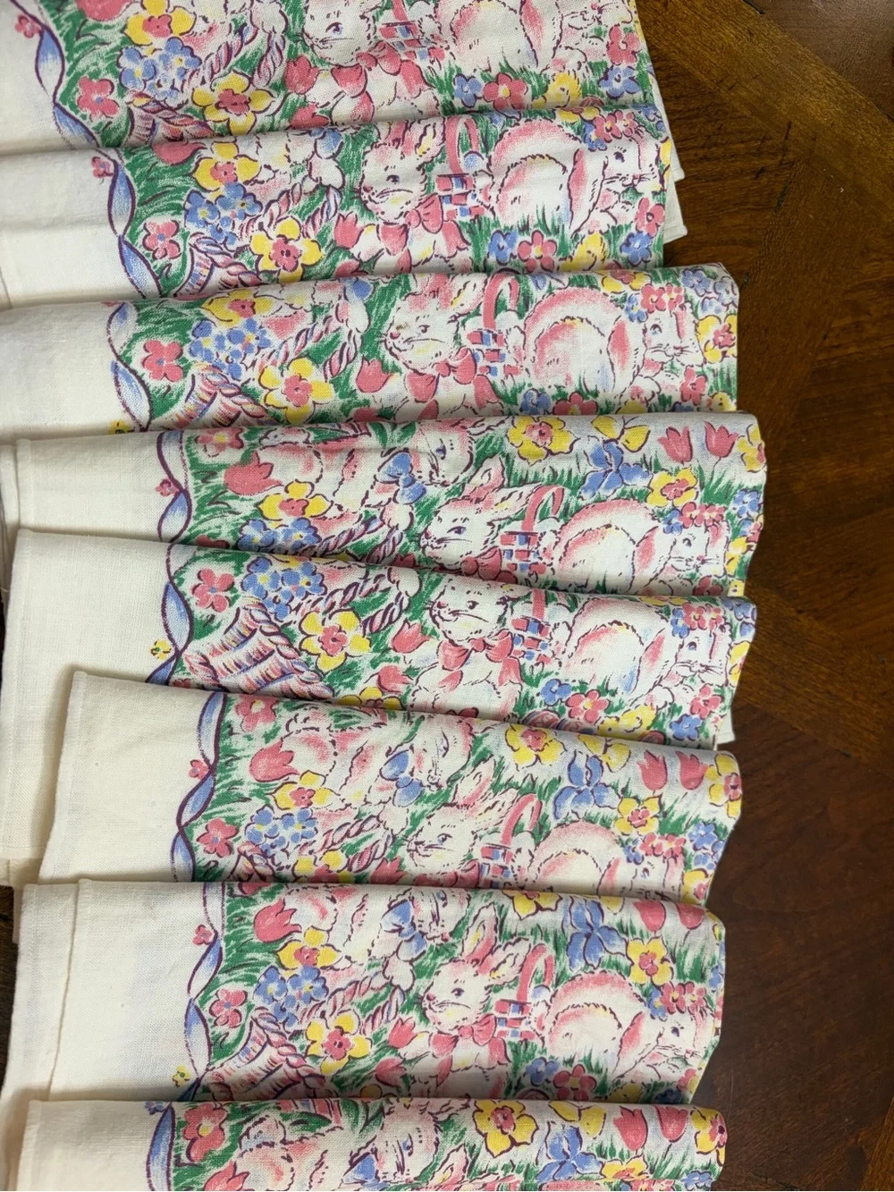 Spring Floral and Bunny Cotton Easter Napkins, Set of 8